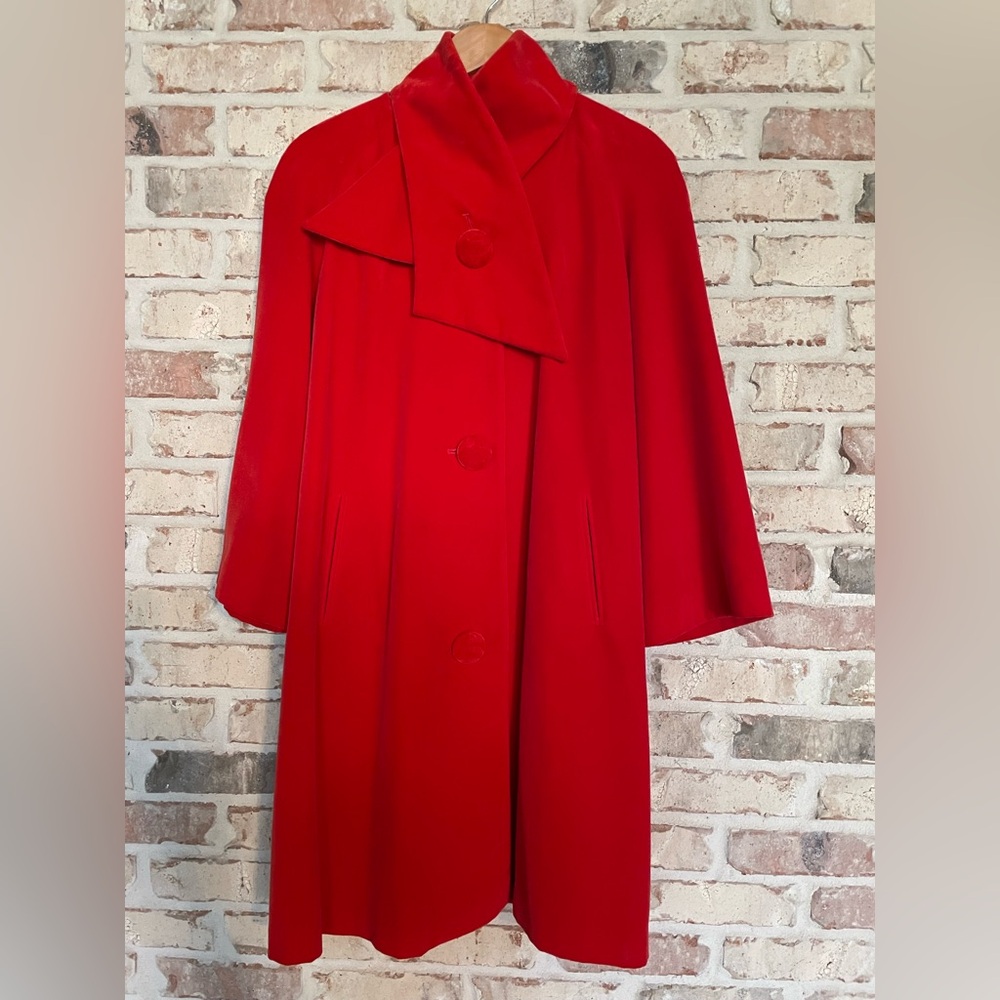 VIA Vintage Tomato Red Velvet Coat Women’s Size S